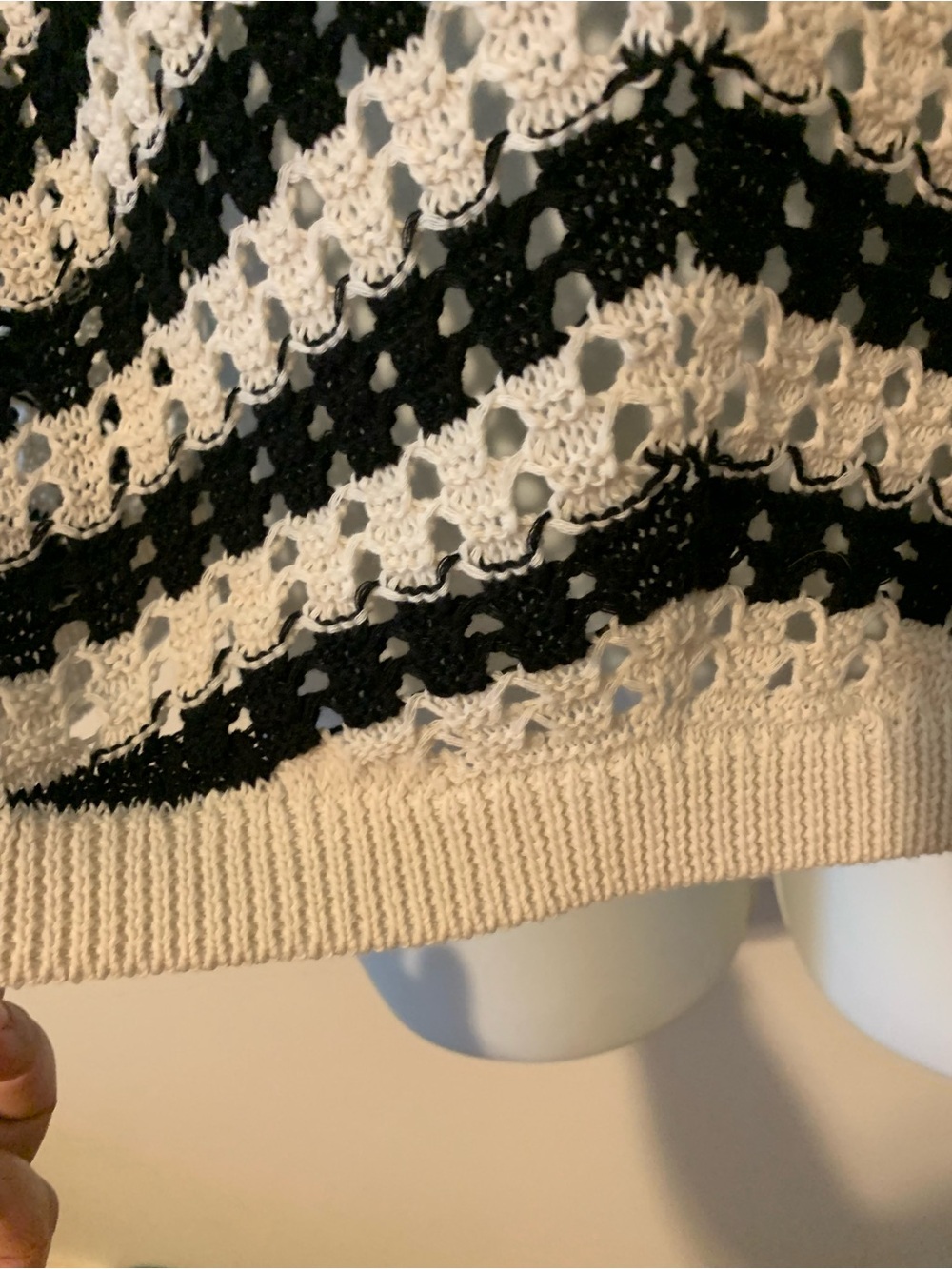 a new day Black and Cream Striped Crochet Knit Tank Top - Picture 5 of 7